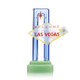 Side angle Las Vegas sign XL bong showing recessed joint and showerhead perc area, wholesale bong for resale