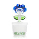 Rear view Bloom bong showing Hemper logo on white base and flower bowl angle—retail smoke gear for B2B resale