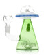 Front view Lord Nermal UFO bong with clear dome and green base, smoke shop resale piece with bowl installed