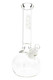 Clear 12" GRAV round base bong for head-shop supplies, large borosilicate glass water pipe in angled close-up