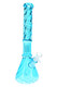 Blue 15" twisted glass beaker water pipe with tree perc and clear male bowl, front angle for retail smoke gear