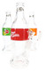 Assorted clear wholesale bottle water pipes with red, green, and orange soda-style labels and 14.5 mm bowls.