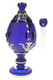 Retail smoke gear close-up of 10.5-inch jeweled egg XL glass bong with ornate blue body and clear stem section