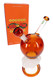 Wholesale glass bong with 10-inch amber orb body, cloud base, and HEMPER retail box in angled front view