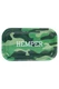 Medium camo Hemper metal rolling tray for smoke shop resale, top-down view with green pattern