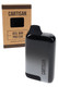 Cartisan Veil Bar Pro EVO vaporizer in black and gray with black mouthpiece, shown in front of branded kraft retail box on a light gray background.