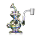 MJ Arsenal wholesale Mini Jig dab rig with iridescent finish, 10 mm quartz banger, and compact recycler body.
