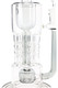 Close-up of clear six-chamber recycler body and showerhead perc, wholesale water pipe detail view