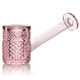 Pink Jane West Twenties glass hand pipe side view with clear rosy finish, wholesale hand pipe