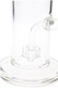 9" clear glass water pipe close-up showing stemless showerhead perc for smoke shop glass displays.