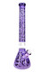 Wholesale 18" purple metallic vine glass beaker water pipe with ice pinch and clear bowl, front view.
