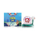 Hemper Snail Pipe box beside teal and pink glass snail hand pipe for retail shelf identification