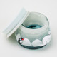 Open 1.5" Arctic glass terp jar for wholesale dab accessories, showing white lid and blue interior