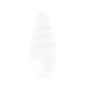 White seashell glass hand pipe shown from the back with spiral shell ridges on a clean background