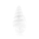 Translucent white seashell-shaped glass hand pipe shown front-facing for smoke shop glass cases