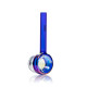 Electroplated blue bubble wand hand pipe angled to show clear bubble detail and side carb