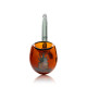 Front view of amber Sherlock hand pipe with Das Boot badge decal and upright mouthpiece