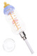 5.5" glass dab straw shown with bottle body and colorful mushroom percolator detail