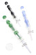 9.5" glass dab straw kit with double tree percolators, ceramic tip, quartz dish, and keck clip