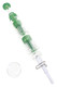 Glass double tree perc dab straw shown from alternate angle with color-varied body detail