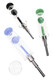 Colorful 5.5" glass dab straw with dome percolator, sphere accent, metal tip, and quartz dish