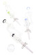 7.5" glass recycler dab straw with dome percolator, ceramic tip, quartz dish, and keck clip