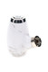 White marble-pattern pipe-style 510 thread vape battery with silver-tone accents and threaded connector