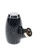 Black topographic-pattern pipe-style 510 thread vape battery with chrome top and cartridge connection