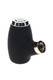 Black pipe-style 510 thread vape battery with chrome accents and threaded connection displayed on white background