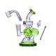 Slime green Goody Glass Atom mini dab rig kit with globe-style chambers, quartz banger, carb cap, and dab tool