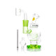 Slime green Goody Glass Orbit mini dab rig kit with color-accent base, quartz banger, bubble carb cap, and dab tool