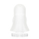 Rear view of white HEMPER ghost glass water pipe with HEMPER branding and clear round base for smoke shop resale