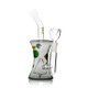 Side view of HEMPER Cosmic Bong with green H decal on curved neck and planet decals on body