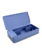 Open Sapphire Puffco Travel Case angled right with divided silicone interior and covered compartment