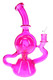 Deep pink recycler water pipe showing side profile, diffuser stem, and glass-on-glass connection