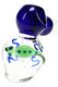 Clear glass hammer bubbler shown from side angle with raised lizard accent and blue bowl