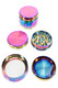 SharpStone 4-part rainbow metal grinder opened to show interior grinder sections