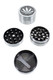 40 mm 3-part metal grinder opened to show interior grinder sections