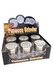 2" leaf design metal grinder shown closed with decorative top artwork for retail displays