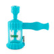 Aqua teal Ooze Clobb hybrid water pipe with bowl attachment and clear viewing chamber shown at front angle