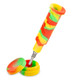 Rasta silicone dab straw positioned above matching silicone storage container with removable lid and titanium tip