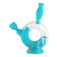 Ooze Ozone 4-in-1 hybrid water pipe in solid aqua blue finish with quartz banger attachment