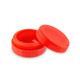Red silicone storage container with removable lid included with Ooze Ozone hybrid water pipe