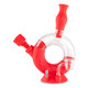Ooze Ozone 4-in-1 hybrid water pipe in solid red finish with clear glass chamber and concentrate banger
