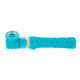 Teal Ooze Piper silicone and glass hand pipe with textured hex-pattern grip and clear glass bowl insert