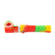 Rasta color Ooze Piper silicone and glass hand pipe with red, yellow, and green hex-pattern body