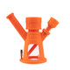 Side profile of Ooze Hyborg Orange Burst hybrid water pipe showing silicone frame and internal glass chamber