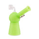 Ooze Blaster hybrid water pipe in Glow Green configured with quartz banger, titanium tip, and silicone base