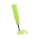 Glow Green silicone dab straw attachment with titanium tip positioned above matching silicone storage container
