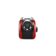 Front-facing view of red Ooze Hinge Flick 210 mAh vape battery showing concealed cartridge opening and compact foldable design